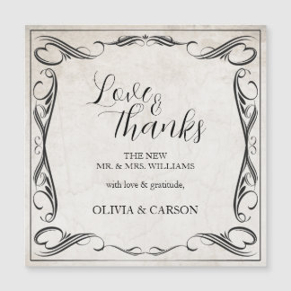 Vintage Black Art Deco Wedding ThankYou Magnetkarte