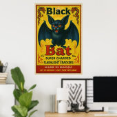 Vintage Black Bat Firecracker Label Poster (Heimbüro)