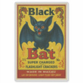 Vintage Black Bat Firecracker Label Sticker (Vorderseite)