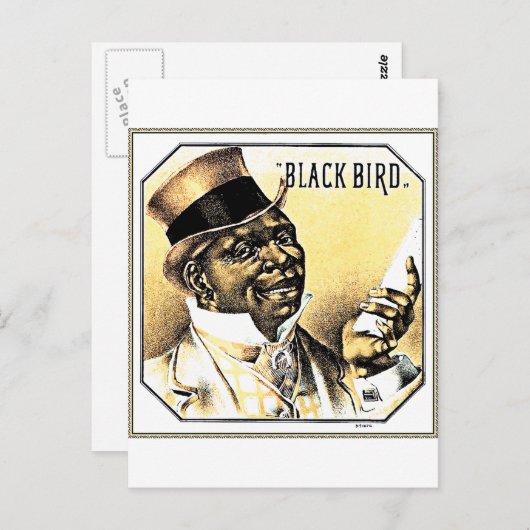 Vintage Black Bird Box Kunst Postkarte (Vorne/Hinten)