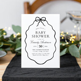Vintage Black Bow Girl Baby Shower Einladung