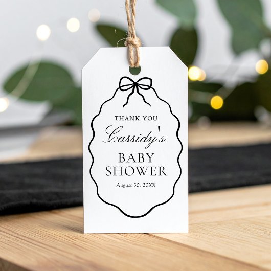 Vintage Black Bow Girl Baby Shower Geschenkanhänger