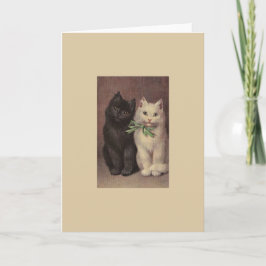 Vintage Black Cat and White Cat Couple Note Card Karte