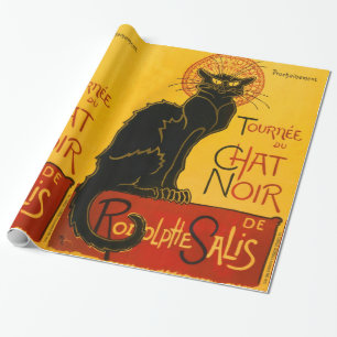 Vintage Black Cat Art Nouveau Paris Süße Chat Noir Geschenkpapier