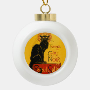 Vintage Black Cat Art Nouveau Paris Süße Chat Noir Keramik Kugel-Ornament
