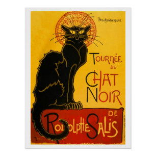 Vintage Black Cat Art Nouveau Paris Süße Chat Noir Poster