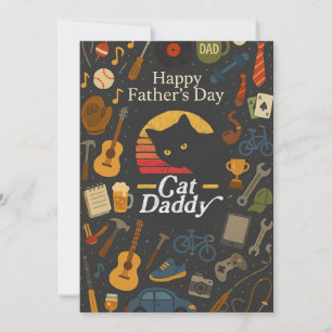 Vintage Black Cat Daddy Gift Fathers Day Cards Einladung