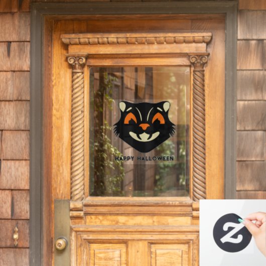 Vintage Black Cat Face Halloween Fensteraufkleber (Haustür)