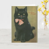 Vintage Black Cat Geburtstagskarte Karte (Gelbe Blume)