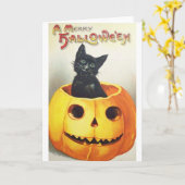 Vintage Black Cat Halloween Grußkarte Karte (Gelbe Blume)