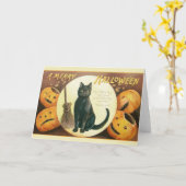 Vintage Black Cat Halloween Grußkarte Karte (Gelbe Blume)