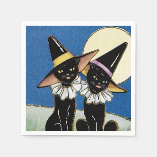 Vintage Black Cat Holiday Party Papierservietten (Vorderseite)