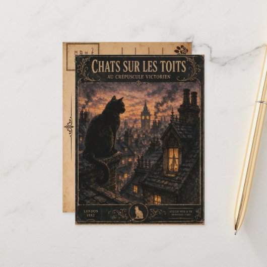 Vintage Black Cat London Postcard Postkarte (Vorderseite/Rückseite Beispiel)