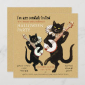 Vintage Black Cat Music mit Banjo Einladung (Vorne/Hinten)