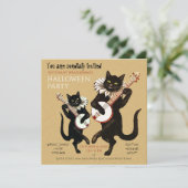 Vintage Black Cat Music mit Banjo Einladung (Stehend Vorderseite)