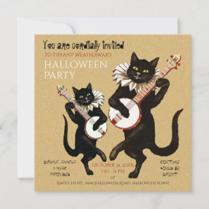 Vintage Black Cat Music mit Banjo Einladung