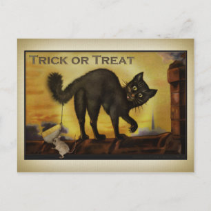 Vintage Black Cat Postkarte