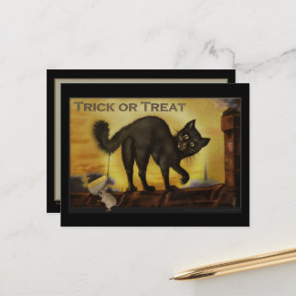 Vintage Black Cat Postkarte
