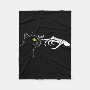 Vintage Black Cat Skeleton Hand Boop Halloween Cos Fleecedecke