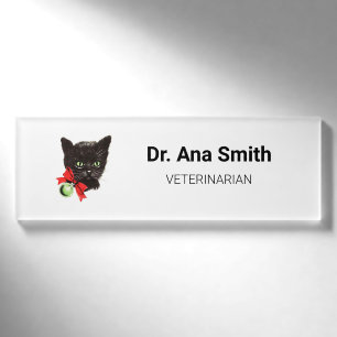 Vintage-Black-Cat-Tierarzt-Berufsgeschäft Namenschild