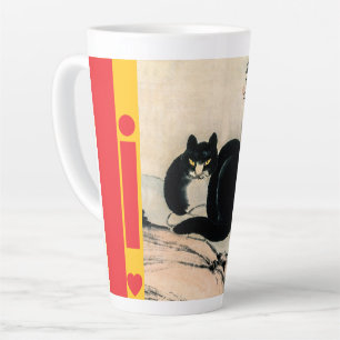 Vintage Black Cat und Narzisse von Zhu Ling Milchtasse