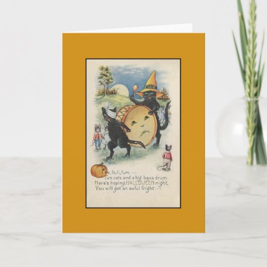 Vintage Black Cats Halloween Grußkarte Karte (Vorderseite)