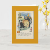 Vintage Black Cats Halloween Grußkarte Karte (Gelbe Blume)
