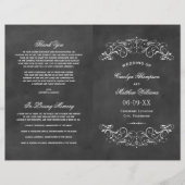 Vintage Black Chalkboard Geblüht Hochzeitsprogramm (Vorderseite)