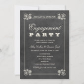 Vintage Black Chalkboard Wedding Party Einladung (Vorderseite)