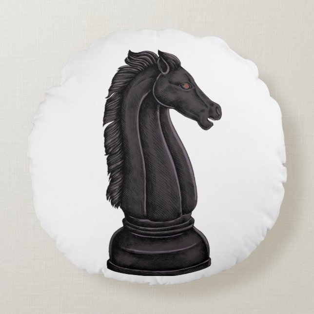 Vintage black chess piece  rundes kissen (Vorderseite)
