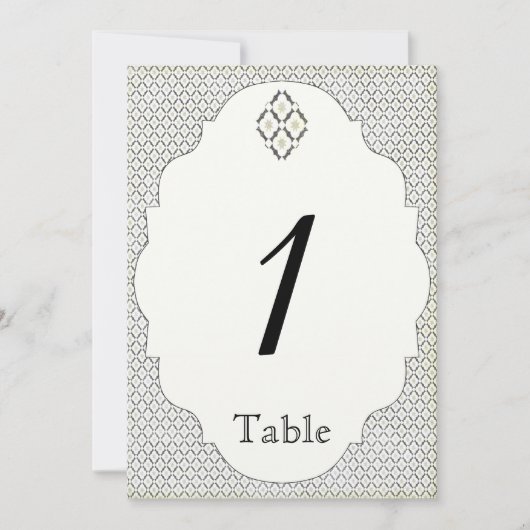 Vintage Black Cream Diamond Wedding Tischnummer (Vorderseite)