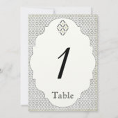 Vintage Black Cream Diamond Wedding Tischnummer (Rückseite)