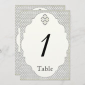 Vintage Black Cream Diamond Wedding Tischnummer (Vorne/Hinten)