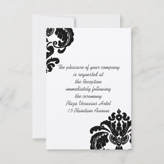 Vintage Black Damask Hochzeitskarten Einladung (Vorderseite)