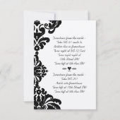Vintage Black Damask Hochzeitskarten Einladung (Rückseite)