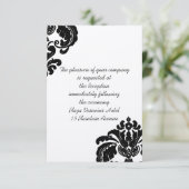 Vintage Black Damask Hochzeitskarten Einladung (Stehend Vorderseite)