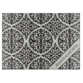 Vintage Black Damask Kitchen Design Schneidebrett (Vorderseite)