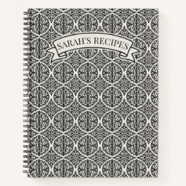 Vintage Black Damask Kitchen Recipe Notizblock