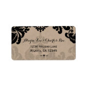 Vintage Black Damask Wedding Rücksendeadresse Adressaufkleber (Vorne)