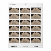 Vintage Black Damask Wedding Rücksendeadresse Adressaufkleber (Vorne)