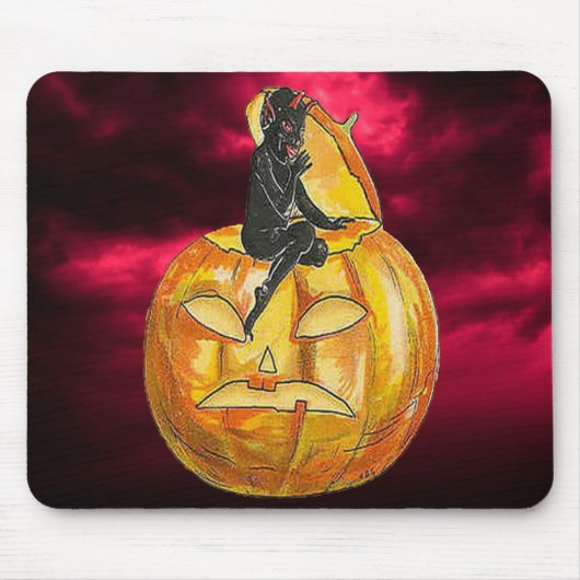 Vintage Black Devil auf Jack o' Lantern Mousepad (Vorne)