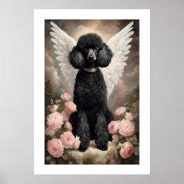 Vintage Black French Poodle Dog Art Poster