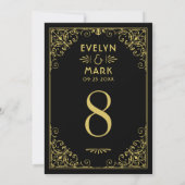 Vintage Black Gold Art Deco Hochzeit Tischnummer (Rückseite)