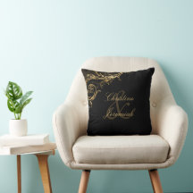 Vintage Black Gold Floral Damask Namen Hochzeit