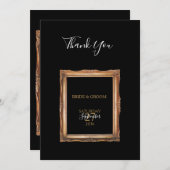 Vintage Black & Gold-Hochzeit Dankeskarte (Vorne/Hinten)