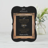 Vintage Black & Gold-Hochzeit Einladung (Stehend Vorderseite)