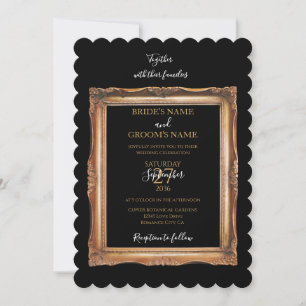 Vintage Black & Gold-Hochzeit Einladung