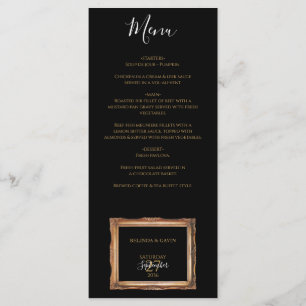Vintage Black & Gold-Hochzeit Menükarte