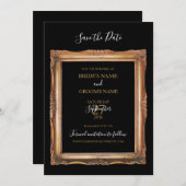 Vintage Black & Gold-Hochzeit Save The Date (Vorne/Hinten)