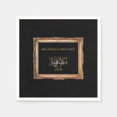 Vintage Black & Gold-Hochzeit Serviette (Vorderseite)